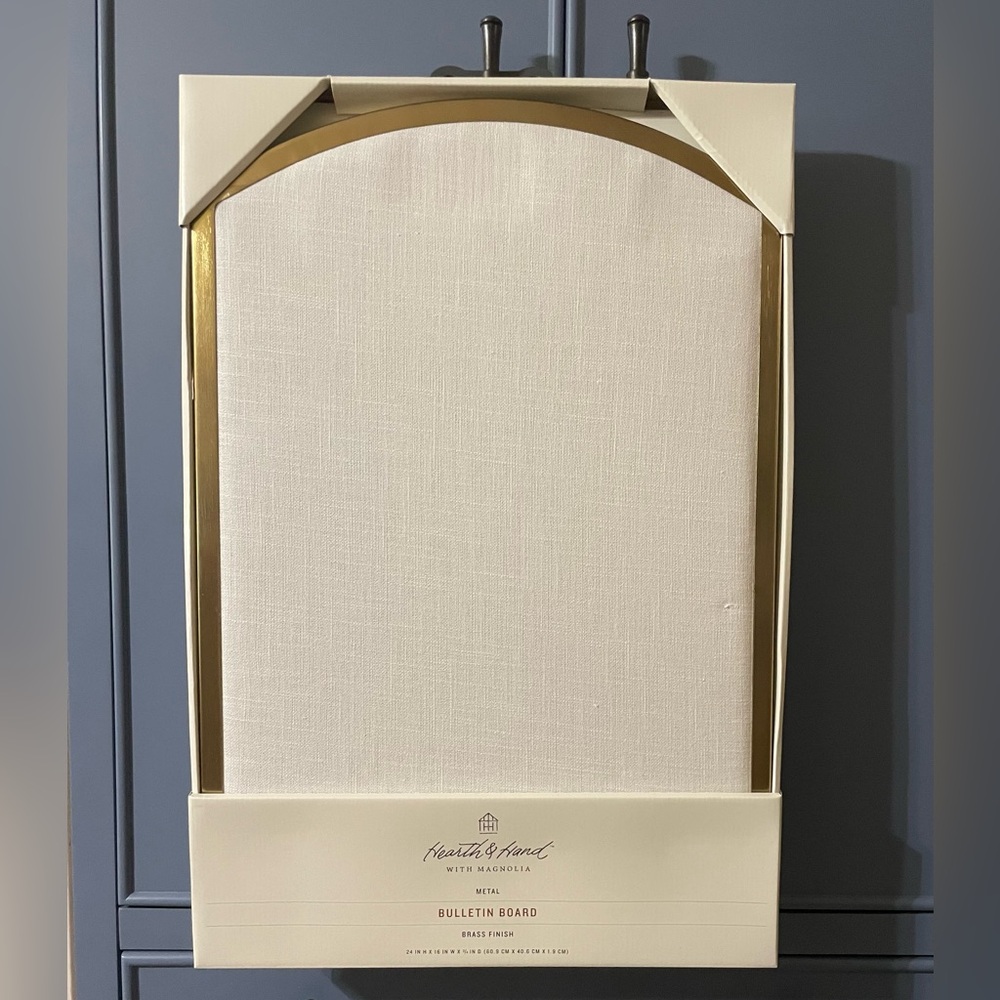 Hearth & Hand Cream Linen Bulletin Board with Gold Trim